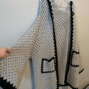 Handmade Crochet Gray Jacket with hood